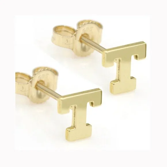 14k Gold Mini Alphabet Earrings Studs Sold as a Pair Fit for any Age - Picture 8 of 17